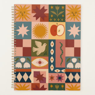 Patchwork céleste bohémien avec symboles mystiques