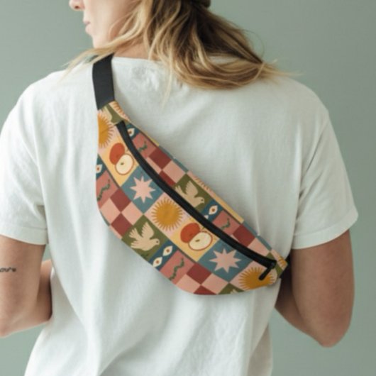 Patchwork céleste bohémien avec symboles mystiques