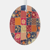 Patchwork Charm: Bloemen & Geometrische Mix Glas Ornament (Voorkant Rechts)