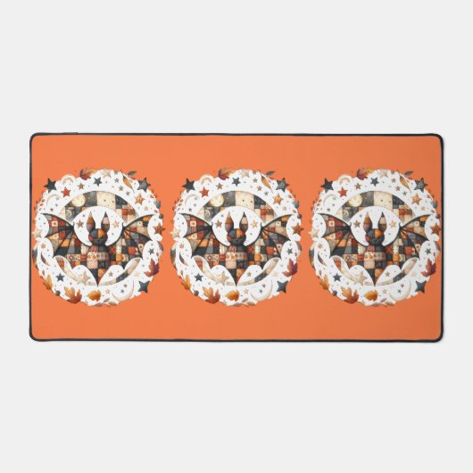 Patchwork Chat d'Halloween aux couleurs d'automne (Recto)