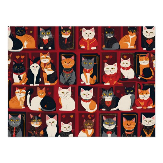 patchwork chats affiche d'art AI (Devant)