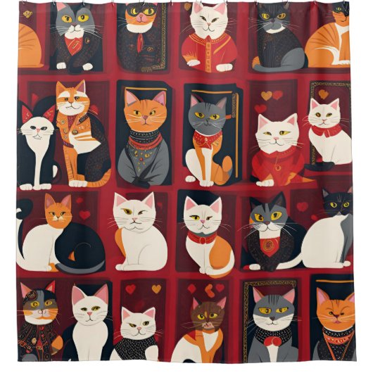 patchwork chats AI art rideau de douche (Devant)