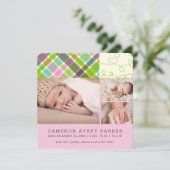 Patchwork Checks Baby Girl Faire-part de naissance (Debout devant)