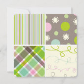 Patchwork Checks Baby Girl Faire-part de naissance (Dos)