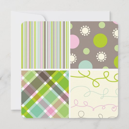 Patchwork Checks Baby Girl Faire-part de naissance (Dos)