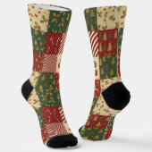 Patchwork Christmas Sokken (Gebogen)