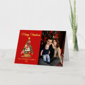 Patchwork Christmas Tree Photo Folie Feestdagenkaart (Voorkant)