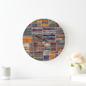 Patchwork collage: gemengd quiltpatroon. grote klok (Huis)