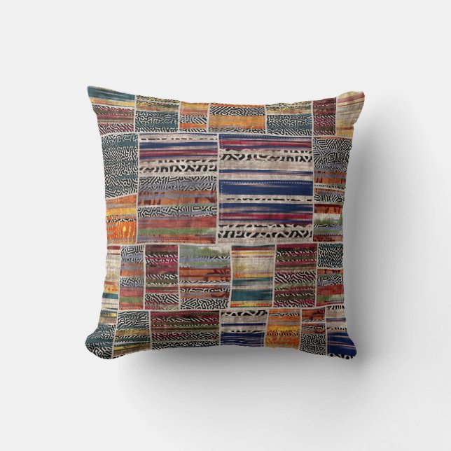 Patchwork collage: gemengd quiltpatroon. kussen (Voorkant)