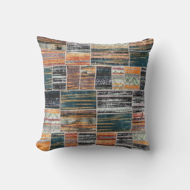 Patchwork collage mix, quilt patroon print. kussen (Voorkant)