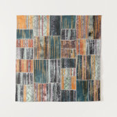 Patchwork collage mix, quilt patroon print. wandkleed (Voorkant (horizontaal))