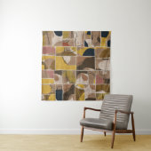 Patchwork collage quilt: gemengde print. wandkleed (In situ)