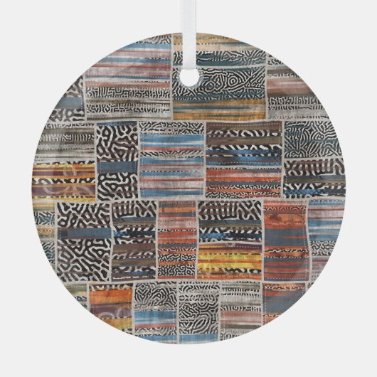 Patchwork Collage: Quiltpatroon Extravaganza Glas Ornament (Voorkant)