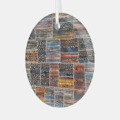 Patchwork Collage: Quiltpatroon Extravaganza Glas Ornament (Voorkant links)