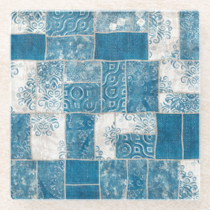Patchwork Collage: Quiltpatroon Mix Glazen Onderzetter