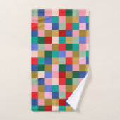 Patchwork coloré en damier géométrique moderne (Serviette à main)