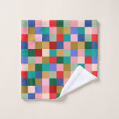Patchwork coloré en damier géométrique moderne (Gant de toilette)