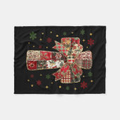Patchwork Cross Christian Christmas Coquette Bow  Fleece Deken (Voorkant (Horizontaal))