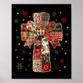 Patchwork Cross Christian Christmas Coquette Bow Poster (Voorkant)