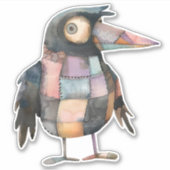 Patchwork Crow Bird Sticker (Voorkant)