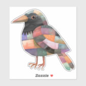 Patchwork Crow Bird Sticker (Vel)