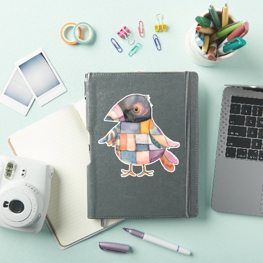 Patchwork Crow Bird Sticker (iPad Cover)
