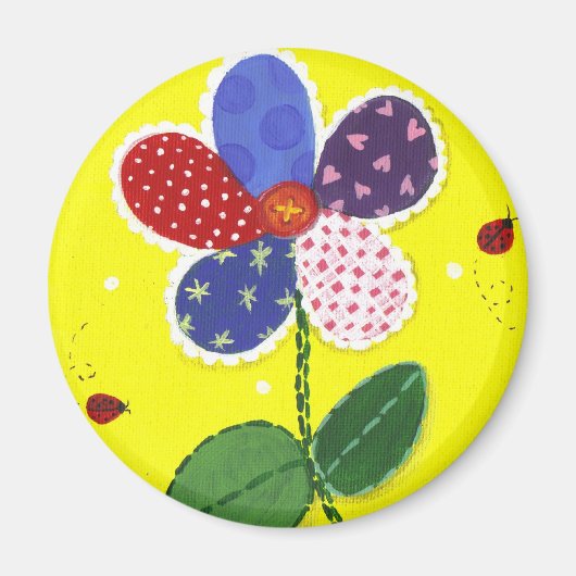 Patchwork Daisy magneet (Voorkant)