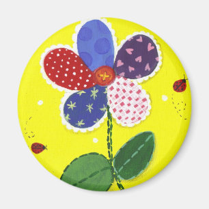 Patchwork Daisy magnet Magneet