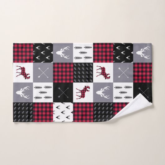 Patchwork de Buffalo Rustique Plaid Rouge Blanc No (Serviette à main)