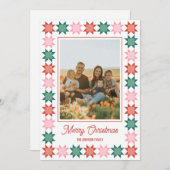 Patchwork de Noël encadré carte photo de vacances (Devant / Derrière)