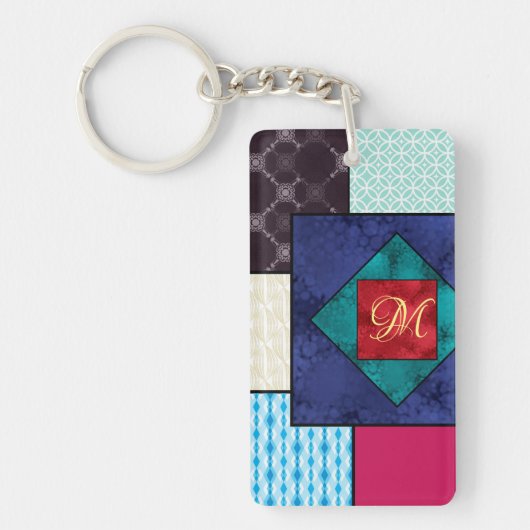 Patchwork Dekenge Monogram Sleutelhanger (Voorkant)