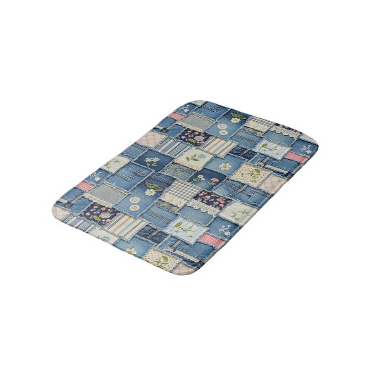 Patchwork Denim Badmat (Gekanteld)
