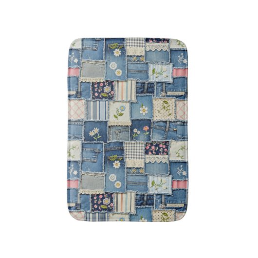 Patchwork Denim Badmat (Voorkant Verticaal)
