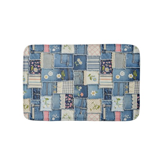 Patchwork Denim Badmat (Voorkant)