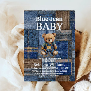 Patchwork Denim Beer Knuffel Blauw Spijkerbroek Ba Kaart