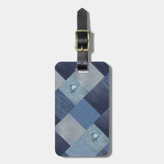 Patchwork Denim Cool Bagagelabel (Voorkant verticaal)