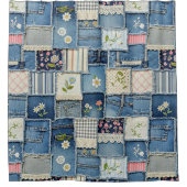Patchwork Denim Douchegordijn (Voorkant)