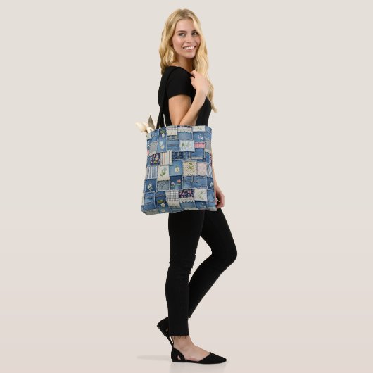 Patchwork Denim Draagtas (Op model)