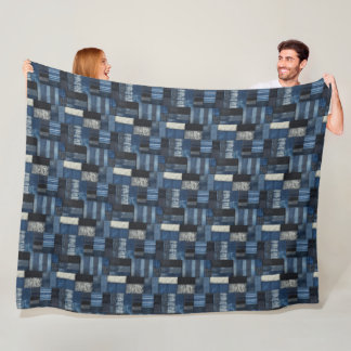 Patchwork Denim Fabric Art Illustratie No7 Fleece Deken