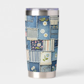 Patchwork Denim Geïsoleerde Drinkbeker (Voorkant)