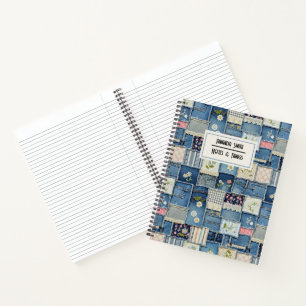 Patchwork Denim gepersonaliseerd Notitieboek