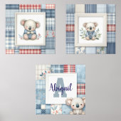 Patchwork Denim Koala Personalized Nursery Prints (Voorkant)