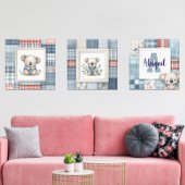 Patchwork Denim Koala Personalized Nursery Prints (Woonkamer)