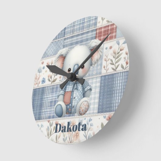 Patchwork Denim Koala Round Clock Ronde Klok (Hoek)