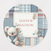 Patchwork Denim Koala Round Sticker (Design 2)