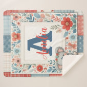 Patchwork Denim Koala Sherpa Blanket Sherpa Deken (Voorkant (horizontaal))