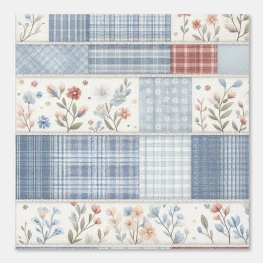 Patchwork Denim Koala Wallpaper Behang (Voorkant)