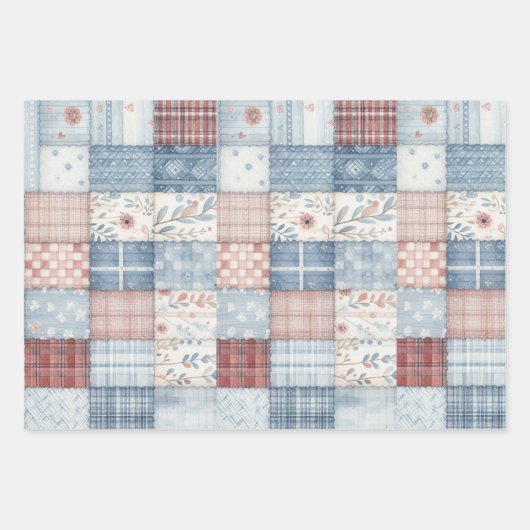 Patchwork Denim Koala Wrapping Sheets Inpakpapier Vel (Voorkant 2)