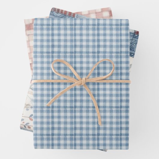 Patchwork Denim Koala Wrapping Sheets Inpakpapier Vel (In situ)