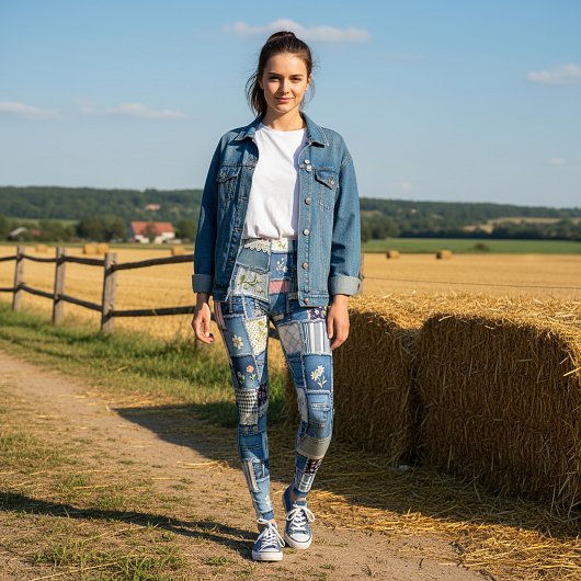 Patchwork Denim Leggings